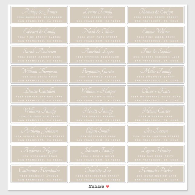 Élégant Mariage de calligraphie Étiquettes de adre (Feuille)