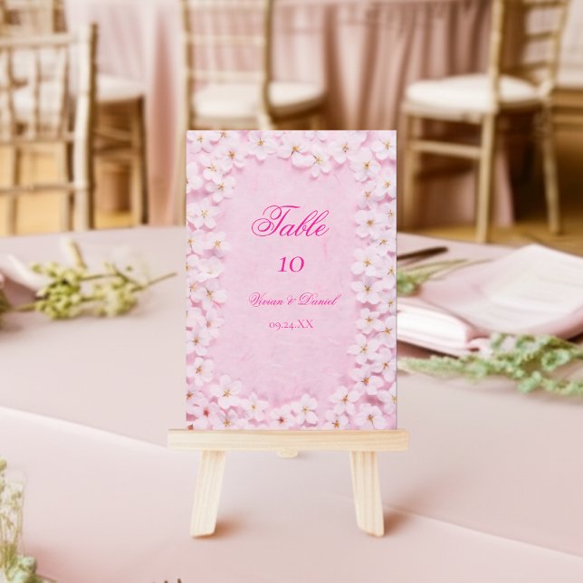 Elégant Mariage de fleurs de cerisier Carte Numéro (Créateur téléchargé)
