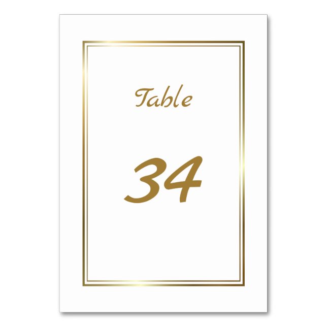 Élégant Mariage de frontière or Numéro de table (Par défaut)