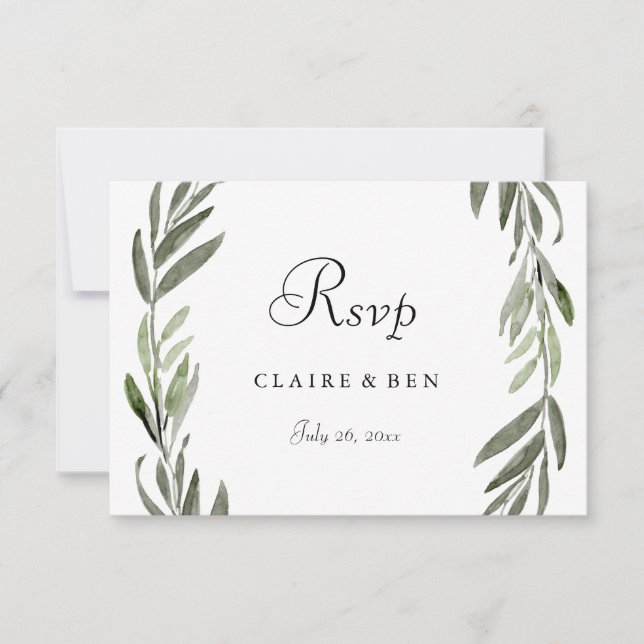 Elégant mariage de la feuille verte RSVP (Devant)