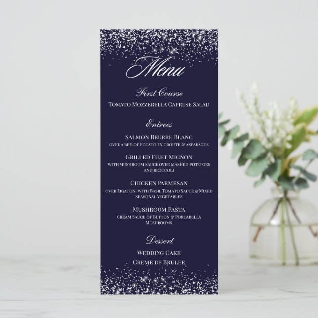 Élégant Mariage de la Marine Carte menu Événement  (Debout devant)