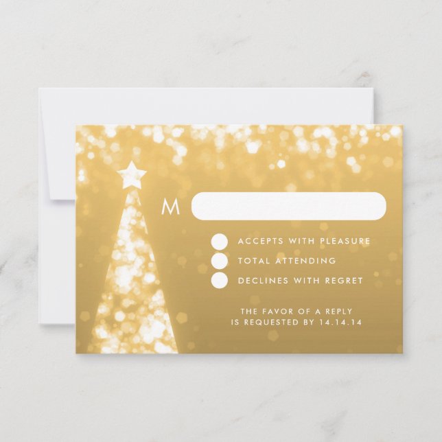 Élégant mariage de Noël Festif RSVP Gold (Devant)
