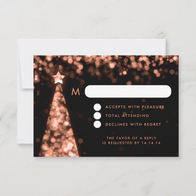 Elégant mariage de Noël Festif RSVP Rose Gold (Devant)