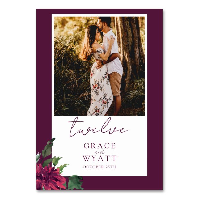 Elégant Mariage de photos d'automne Cartes Numéro  (Par défaut)