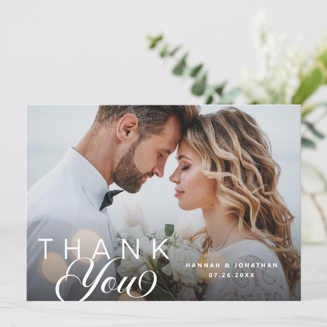 Élégant Mariage de script Carte de remerciements p (Créateur téléchargé)