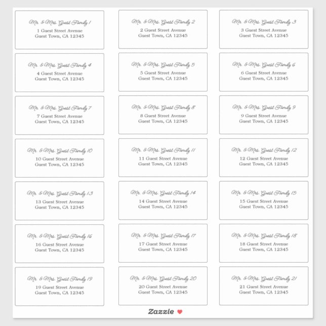 Élégant Mariage de script Étiquette de adresse inv (Feuille)