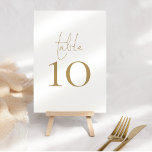 Élégant Mariage de script or Numéro de table<br><div class="desc">Elegant Gold Script Mariage Table est défini dans un script de style manuscrit et votre numéro de table en dessous. Personnalisez facilement le numéro. La même conception est de l'autre côté et sera mise à jour simultanément lorsque vous faites votre changement au numéro. Ajoutez à votre panier séparément pour chaque...</div>