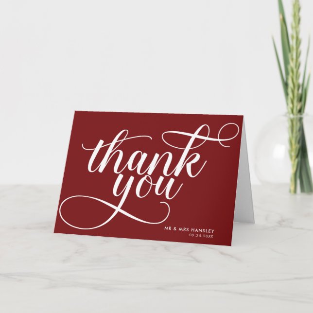 Elégant Mariage de typographie moderne Merci Carte (Devant)