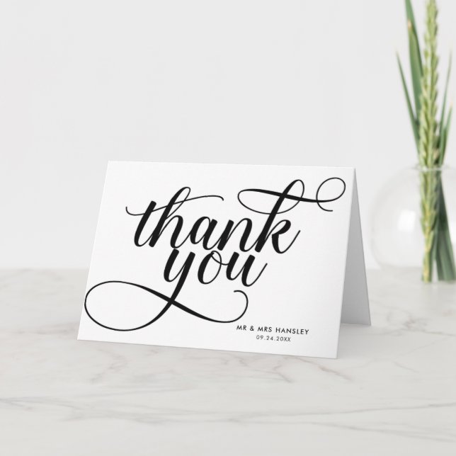 Elégant Mariage de typographie moderne Merci Carte (Devant)