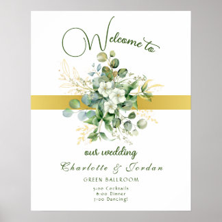 Elégant Mariage de verdure affiche de bienvenue