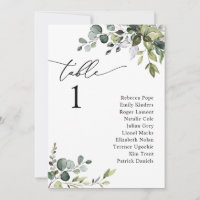 Elégant Mariage de verdure Sièges Cartes de table