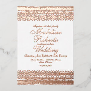 Élégant Mariage dentelle Pressing Foil Invitation