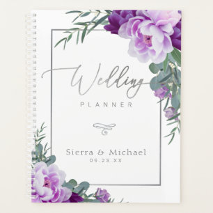 Élégant Mariage d'Eucalyptus Floral Purple & Arg