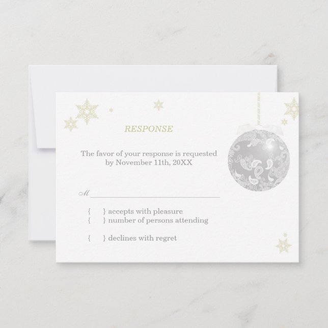 Elégant mariage d'hiver argent RSVP (Devant)