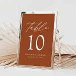 Élégant Mariage en terre cuite moderne numéros de<br><div class="desc">Cartes de numéro de table mariage tendance et minimaliste avec lettrage moderne blanc avec "Table" dans script de calligraphie moderne. Le design se compose d'un arrière - plan en terre cuite ou d'une couleur de votre choix. Le dessin se répète à l'arrière. Pour commander les cartes de table en terre...</div>