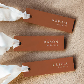 Élégant Mariage en terre cuite Nom Place Cartes