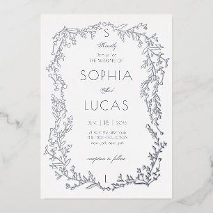 Élégant Mariage Feuille Foil Invitation