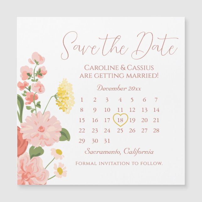 Élégant Mariage Fleur Fleur Sauvage Calendrier Enr (Devant)