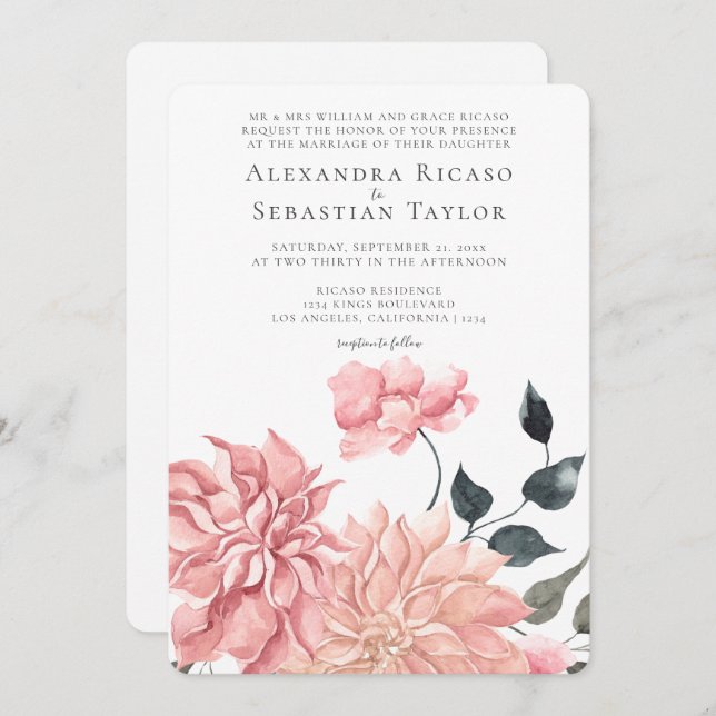 Elégant Mariage floral aquarelle (Devant / Derrière)