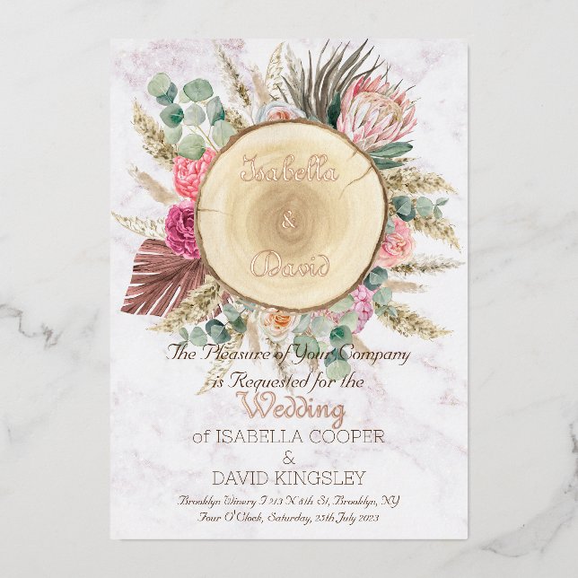 Elégant Mariage floral aquarelle | Invitation (Recto)