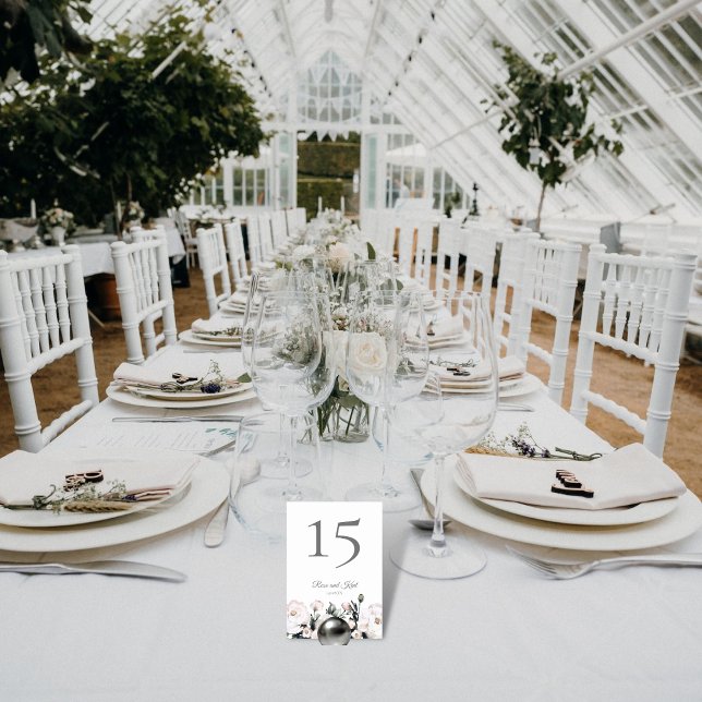 Élégant Mariage floral blanc Numéro de table (Créateur téléchargé)