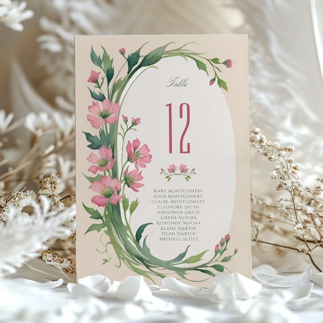 Elégant Mariage Floral Carte Numéro de table (Créateur téléchargé)
