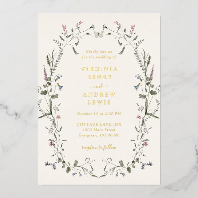 Élégant Mariage floral Invitation (Recto)