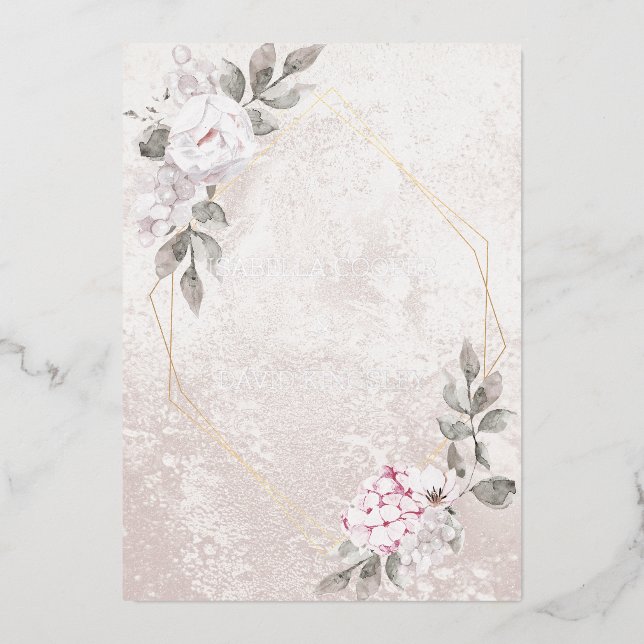 Élégant Mariage floral | Invitation Foil (Recto)