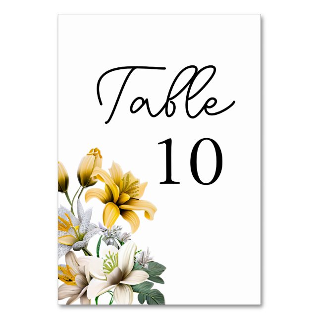Élégant Mariage Floral Jaune Numéro de table (Par défaut)