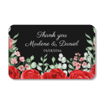 Élégant Mariage floral noir et rouge