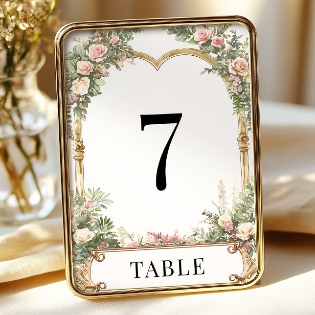 Élégant Mariage Floral Or Numéro de table (Créateur téléchargé)