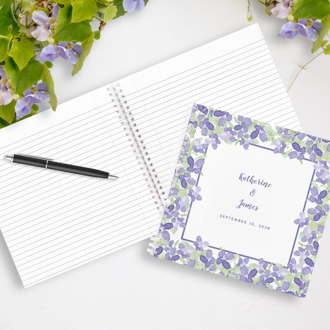 Élégant Mariage Floral Periwinkle Chic Livre d'inv (Créateur téléchargé)