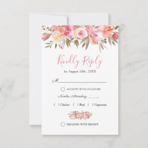 Élégant mariage floral rose Saumon RSVP