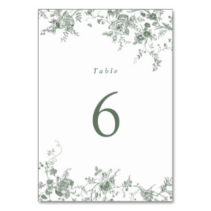 Élégant Mariage Floral Sage Vert Numéro de table