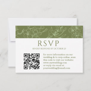 Elégant Mariage Floral Sage vert QR code RSVP Car