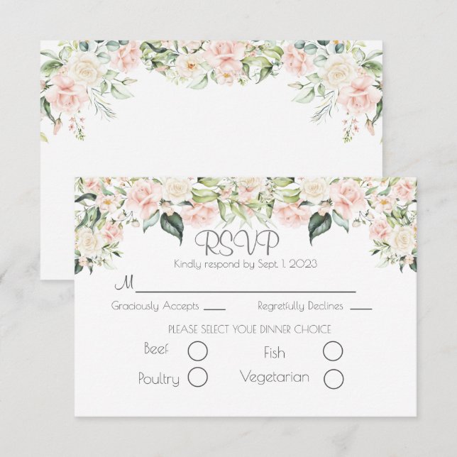 Elégant mariage floral script RSVP (Devant / Derrière)
