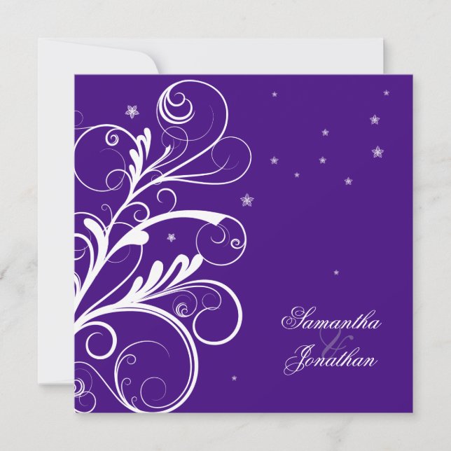 Élégant Mariage Floral Swirl & Invitation de fête (Devant)