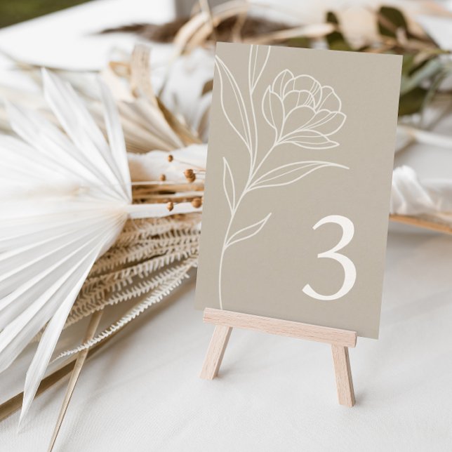 Elégant Mariage floral Taupe Cartes Numéro de tabl (Créateur téléchargé)