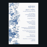 Elégant Mariage Floral Toile Bleu Français Menu<br><div class="desc">La collection de papeterie Mariage Elégante French Floral Toile Blue exhale un raffinement intemporel et un charme romantique. Inspiré par les classiques motif de toile, cette collection présente des motifs floraux complexes dans une palette bleue sereine. Chaque pièce, des invitations aux cartes RSVP aux menus et aux notes de remerciement,...</div>