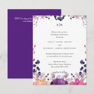 Élégant Mariage Floral violet orange