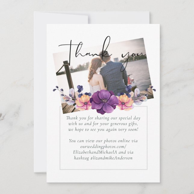 Élégant Mariage Floral violet orange (Devant)