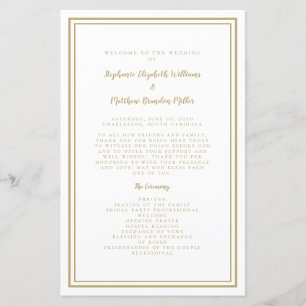 Élégant Mariage Gold Script Chic Ceremony Programm
