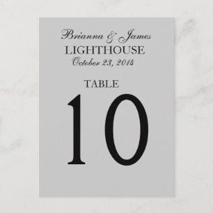 Elégant Mariage gris argent carte numéro de table