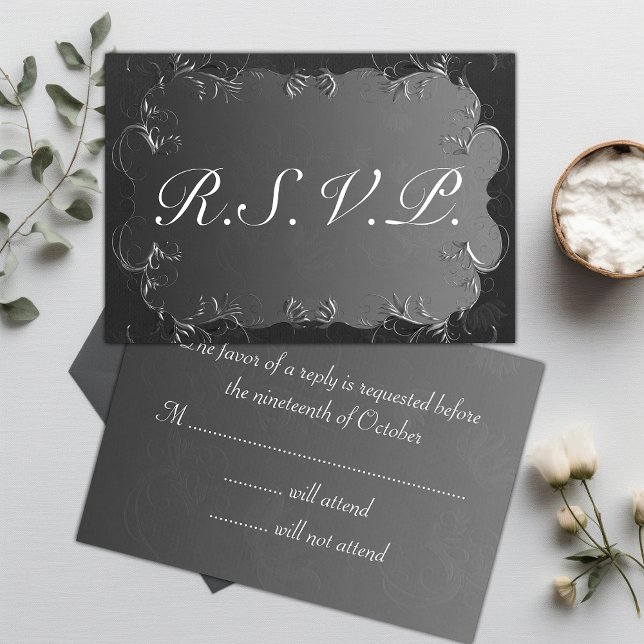 Elégant mariage gris et argent RSVP (Créateur téléchargé)