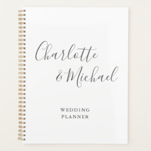 Élégant mariage gris et blanc avec écriture de sig