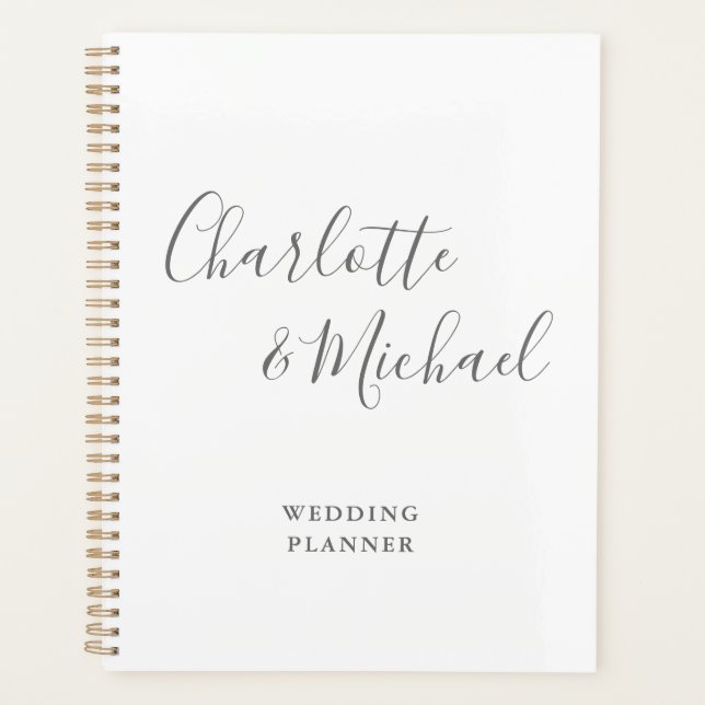 Élégant mariage gris et blanc avec écriture de sig (Devant)