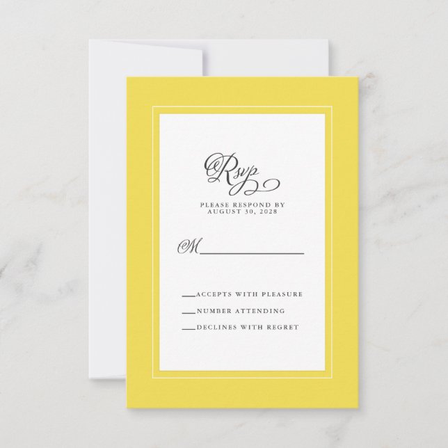 Elégant Mariage gris-Jaune Boîtier de réponse tend (Devant)