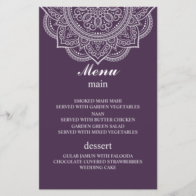 Élégant Mariage hindou indien Eggplant Paisley (Devant)