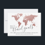 Elégant Mariage Idées de Voyage Conseils<br><div class="desc">Créez une alternative unique et amusante de réservation d'invités pour un voyage thème de douche nuptiale ou de destination couple de mariage qui aime voyager avec ces cartes de conseils de voyage amusants avec une carte du monde rose rose or et blanc pour les invités à marquer leurs lieux de...</div>