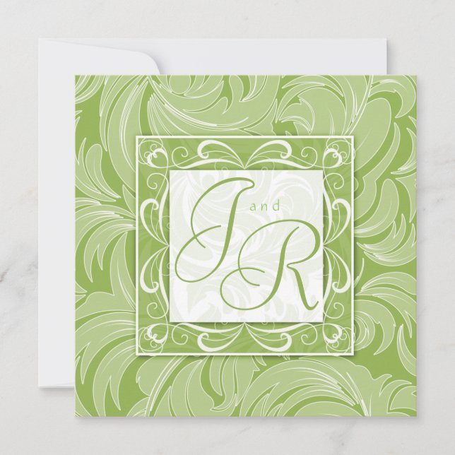 Élégant mariage Invitation Feuille de fleurs Lime  (Devant)